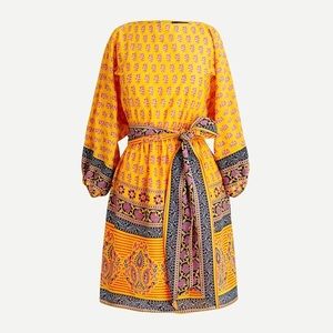 J. Crew Block Print Blouson Sleeve Dress